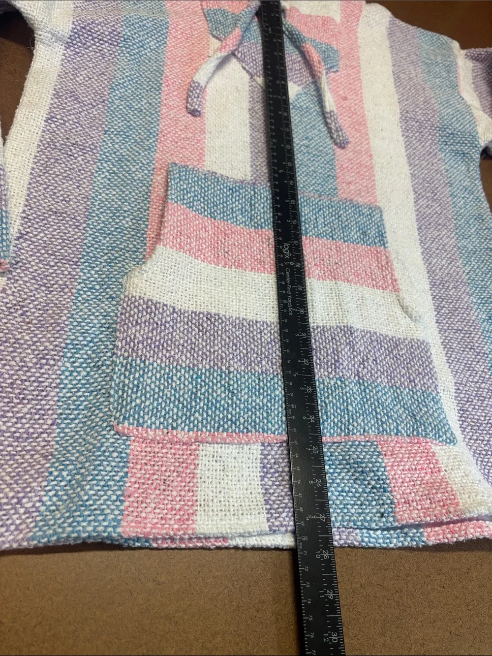 Pastel Striped Hooded Baja Sweater - Pink, Blue, White